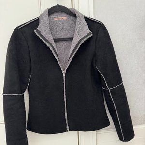 Velvet by Graham & Spencer Black Fitted Lux Sherpa Zip-Up Coat